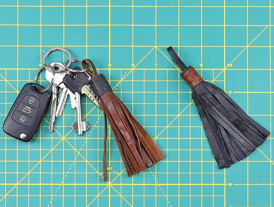 How To Make A Leather Tassel Keychain ⋆ Hello Sewing